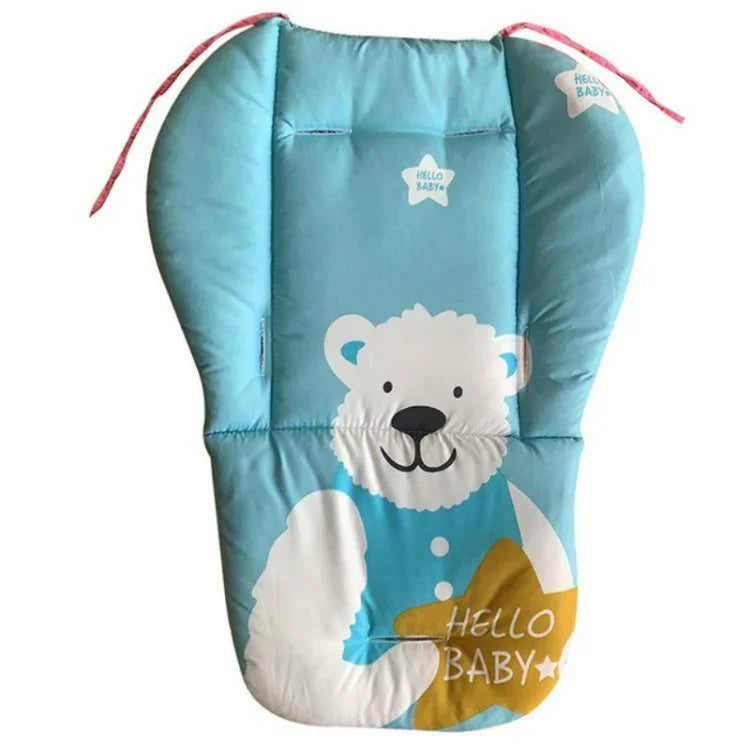 Almofada de Algodão para Carrinho de Bebé Universal Almofada Antichoque Grossa e Quente para Cadeira de Refeição de Bebé no Outono e Inverno, Animal Azul, Urso Azul, Urso Rosa, Ovelha Cinzenta