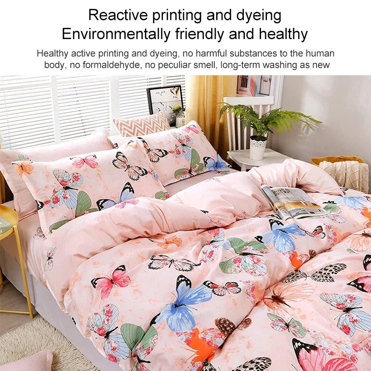 Conjunto de Roupa de Cama com Impressão 4pcs / Set Lençol Fronhas Capa, Para Cama de 2,2m