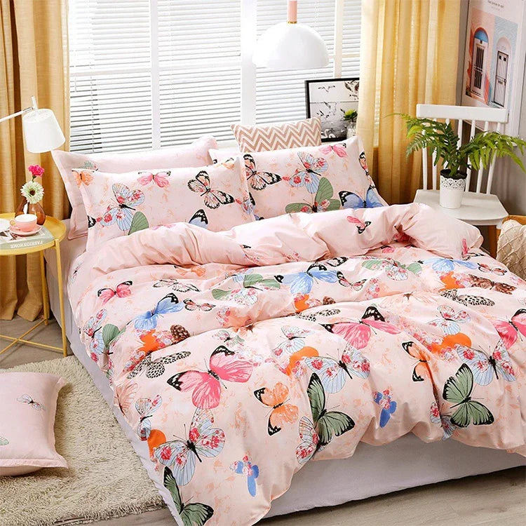 Conjunto de Roupa de Cama com Impressão 4pcs / Set Lençol Fronhas Capa, Para Cama de 2,2m