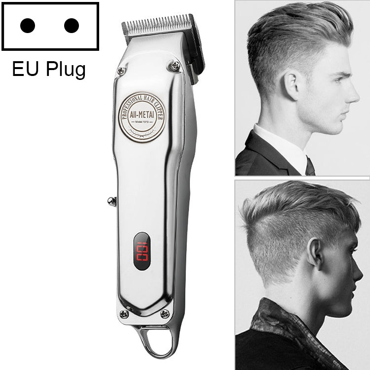 Máquina de Cortar Cabelo Elétrica Retro com Cabeça de Óleo, Potência Forte, Desvanecedor Elétrico, Ecrã Digital LCD, Recarregável, Plugue UE, Plugue EUA