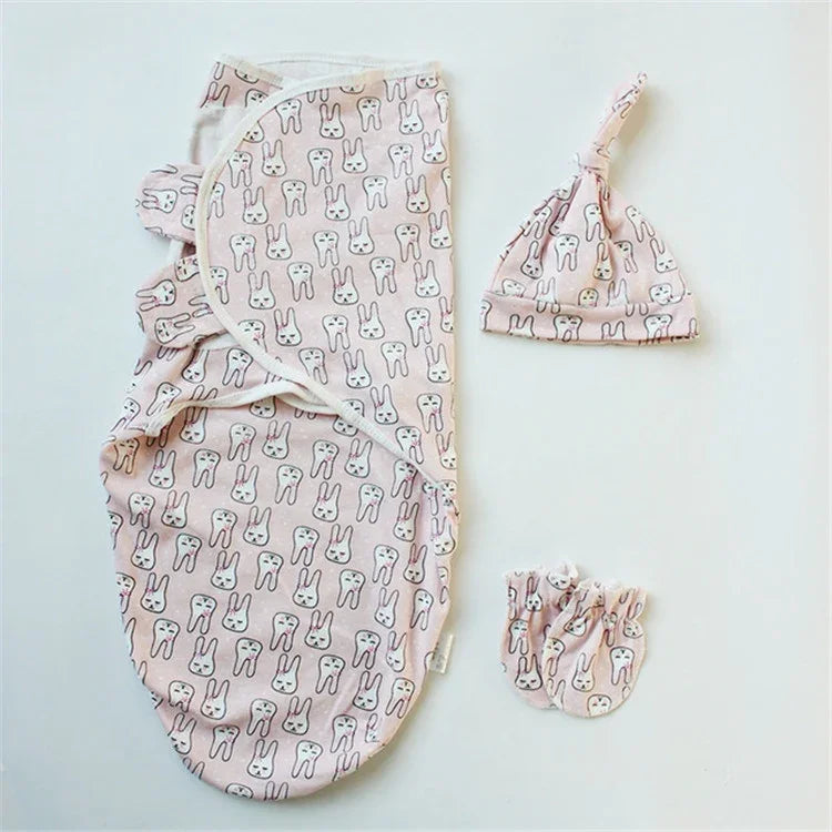 Conjunto de Primavera e Verão para Bebé em Algodão Sacos Toalhas Sacos de Dormir Chapéu de Tecido Tricotado, S (50x70 CM), L (60x75 CM)