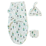 Conjunto de Primavera e Verão para Bebé em Algodão Sacos Toalhas Sacos de Dormir Chapéu de Tecido Tricotado, S (50x70 CM), L (60x75 CM)