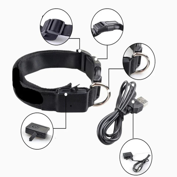 Trela com Luz LED Recarregável com Padrão Xadrez para Coleira de Cães Pequenos e Médios, L, XL