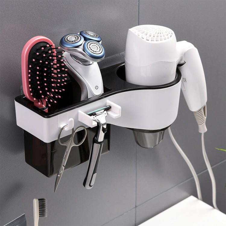 Suporte para Secador de Cabelo, Montagem na Parede sem Perfuração, Suporte Multifuncional para Casa de Banho e WC, Preto Elegante, Rosado, Translúcido, Azul Elegante
