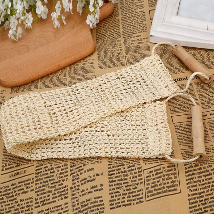 Toalha Longa de Sisal Natural para Esfregar com Cabo, Faixa de Banho em Fibra Vegetal, Toalha Longa de Sisal para Esfregar