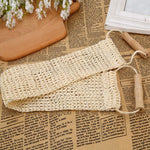 Toalha Longa de Sisal Natural para Esfregar com Cabo, Faixa de Banho em Fibra Vegetal, Toalha Longa de Sisal para Esfregar
