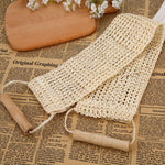 Toalha Longa de Sisal Natural para Esfregar com Cabo, Faixa de Banho em Fibra Vegetal, Toalha Longa de Sisal para Esfregar