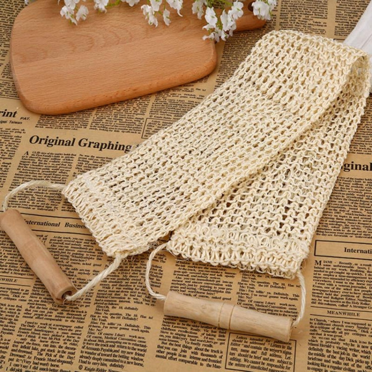 Toalha Longa de Sisal Natural para Esfregar com Cabo, Faixa de Banho em Fibra Vegetal, Toalha Longa de Sisal para Esfregar