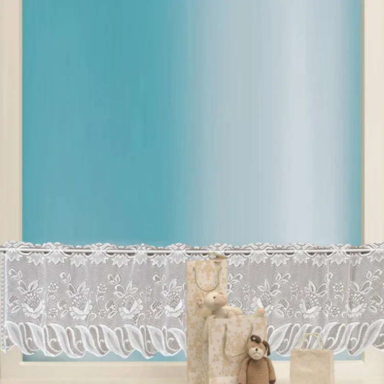 Cortina de Café Translúcida Branca Tule Renda Transparente Cortinas Jacquard de Malha Warp para Quarto, Cortina Inferior, Cortina Superior, Cortina Superior e Inferior