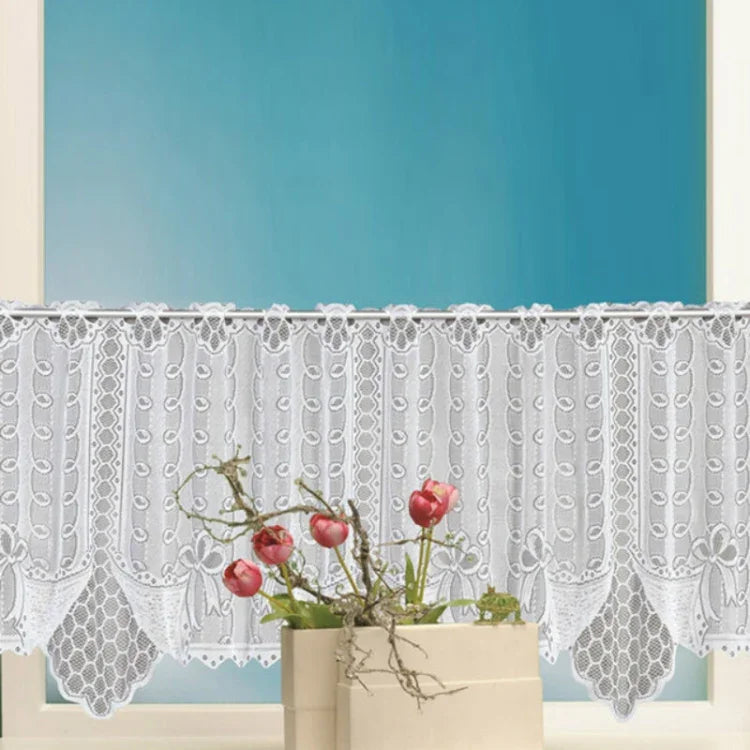Cortina de Café Translúcida Branca Tule Renda Transparente Cortinas Jacquard de Malha Warp para Quarto, Cortina Inferior, Cortina Superior, Cortina Superior e Inferior