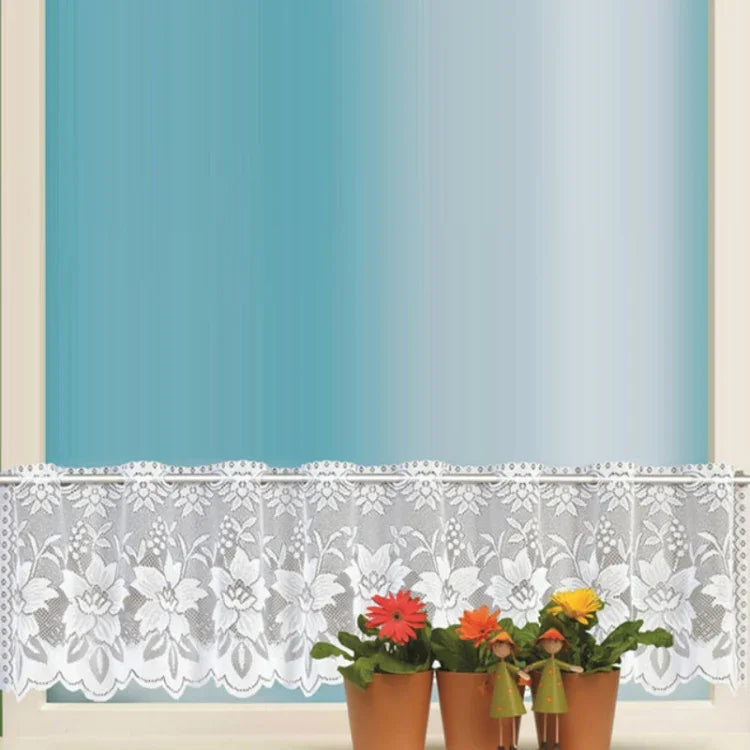 Cortina de Café Translúcida Branca Tule Renda Transparente Cortinas Jacquard de Malha Warp para Quarto, Cortina Inferior, Cortina Superior, Cortina Superior e Inferior