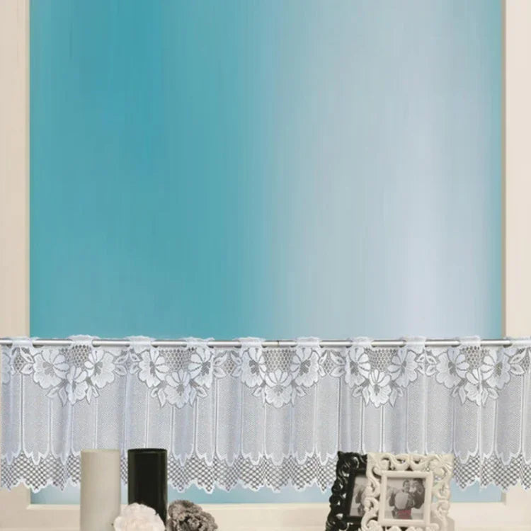 Cortina de Café Translúcida Branca Tule Renda Transparente Cortinas Jacquard de Malha Warp para Quarto, Cortina Inferior, Cortina Superior, Cortina Superior e Inferior