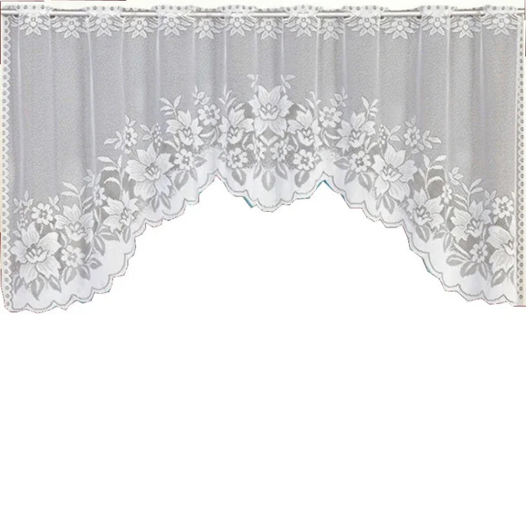 Cortina de Café Translúcida Branca Tule Renda Transparente Cortinas Jacquard de Malha Warp para Quarto, Cortina Inferior, Cortina Superior, Cortina Superior e Inferior