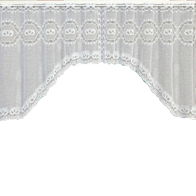 Cortina de Café Translúcida Branca Tule Renda Transparente Cortinas Jacquard de Malha Warp para Quarto, Cortina Inferior, Cortina Superior, Cortina Superior e Inferior