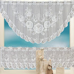 Cortina de Café Translúcida Branca Tule Renda Transparente Cortinas Jacquard de Malha Warp para Quarto, Cortina Inferior, Cortina Superior, Cortina Superior e Inferior