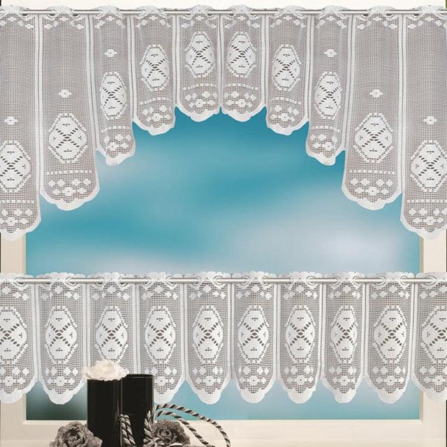 Cortina de Café Translúcida Branca Tule Renda Transparente Cortinas Jacquard de Malha Warp para Quarto, Cortina Inferior, Cortina Superior, Cortina Superior e Inferior
