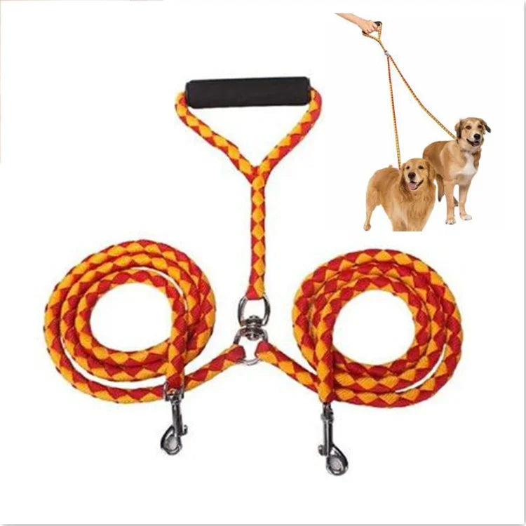 Trela Dupla para Cão Corda de Tração Anti-Emaranhamento para Animal de Estimação, 1,4m