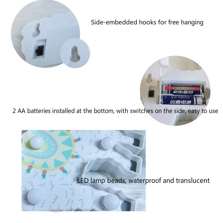 Luz Noturna de Alpaca Lanterna Pintada LED Decoração de Férias Estilo de Posição de Quarto