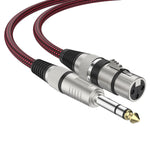 Cabo de microfone balanceado TRS 6,35mm macho para Caron fêmea vermelho e preto, 0,5m, 1m, 1,8m, 3m, 5m, 8m, 10m, 12m, 15m, 20m, 25m, 30m