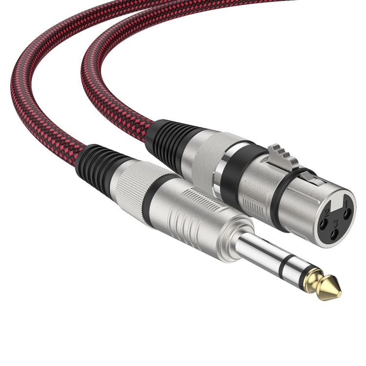 Cabo de microfone balanceado TRS 6,35mm macho para Caron fêmea vermelho e preto, 0,5m, 1m, 1,8m, 3m, 5m, 8m, 10m, 12m, 15m, 20m, 25m, 30m