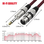 Cabo de microfone balanceado TRS 6,35mm macho para Caron fêmea vermelho e preto, 0,5m, 1m, 1,8m, 3m, 5m, 8m, 10m, 12m, 15m, 20m, 25m, 30m