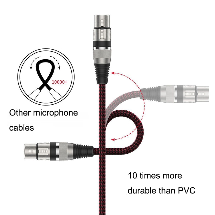 Cabo de microfone balanceado TRS 6,35mm macho para Caron fêmea vermelho e preto, 0,5m, 1m, 1,8m, 3m, 5m, 8m, 10m, 12m, 15m, 20m, 25m, 30m