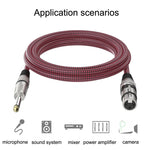 Cabo de microfone balanceado TRS 6,35mm macho para Caron fêmea vermelho e preto, 0,5m, 1m, 1,8m, 3m, 5m, 8m, 10m, 12m, 15m, 20m, 25m, 30m