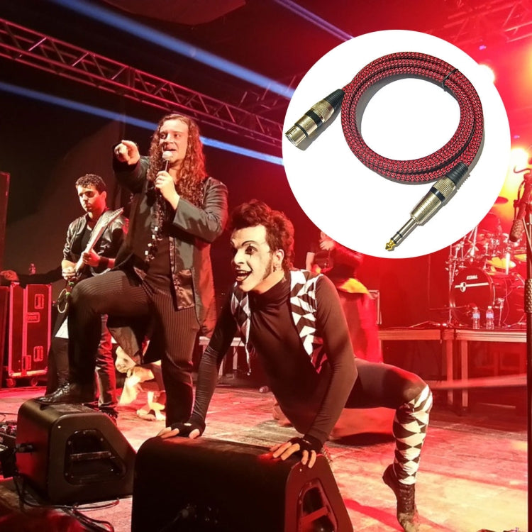 Cabo de microfone balanceado TRS 6,35mm macho para Caron fêmea vermelho e preto, 0,5m, 1m, 1,8m, 3m, 5m, 8m, 10m, 12m, 15m, 20m, 25m, 30m