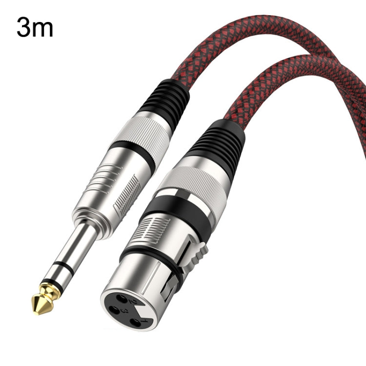 Cabo de microfone balanceado TRS 6,35mm macho para Caron fêmea vermelho e preto, 0,5m, 1m, 1,8m, 3m, 5m, 8m, 10m, 12m, 15m, 20m, 25m, 30m