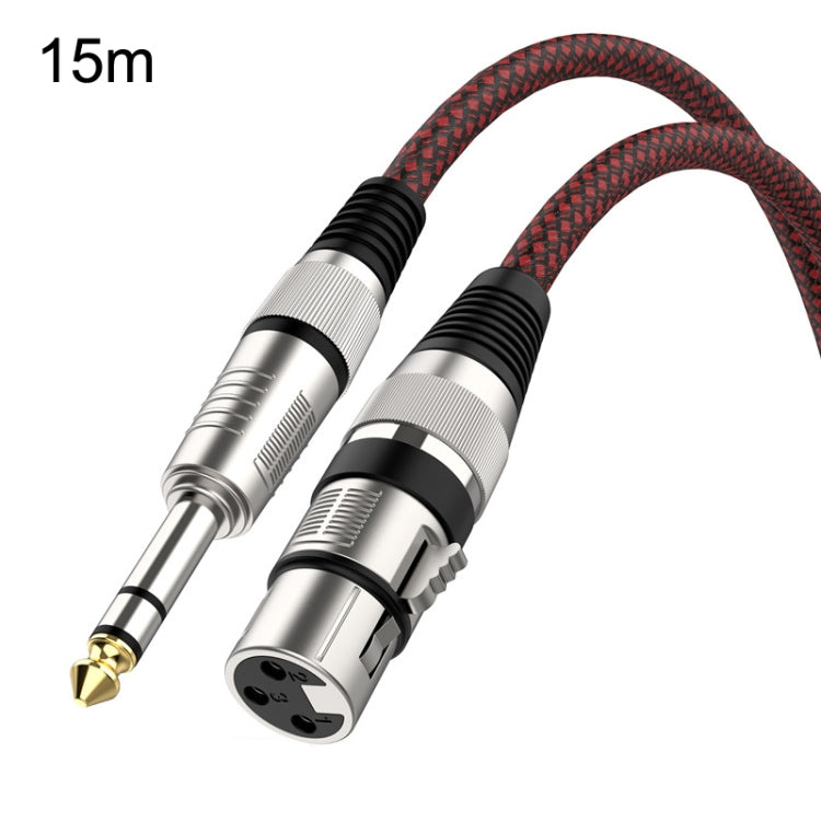 Cabo de microfone balanceado TRS 6,35mm macho para Caron fêmea vermelho e preto, 0,5m, 1m, 1,8m, 3m, 5m, 8m, 10m, 12m, 15m, 20m, 25m, 30m