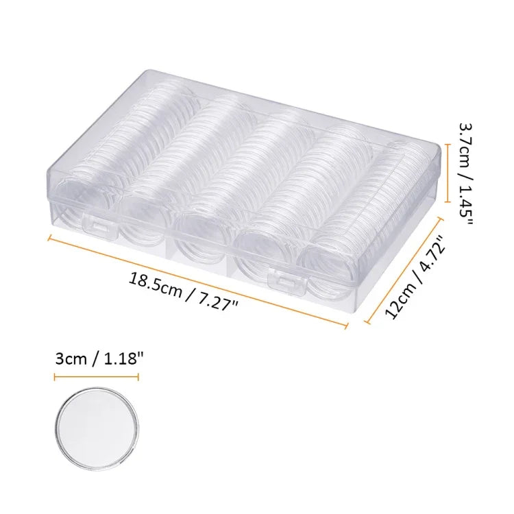 Cápsulas para Moedas 100 x 30mm Caixas Redondas Caixa de Proteção para Moedas Comemorativas, 2 unidades 30mm