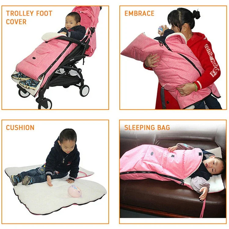 Saco de dormir para carrinho de bebé, capa de pés quente e à prova de vento para outono e inverno