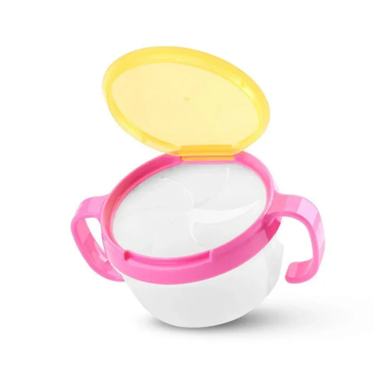 Produtos para bebé com design anti-respingos, tigela pequena com duas pegas para bolachas e copo para snacks