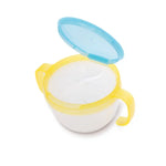 Produtos para bebé com design anti-respingos, tigela pequena com duas pegas para bolachas e copo para snacks