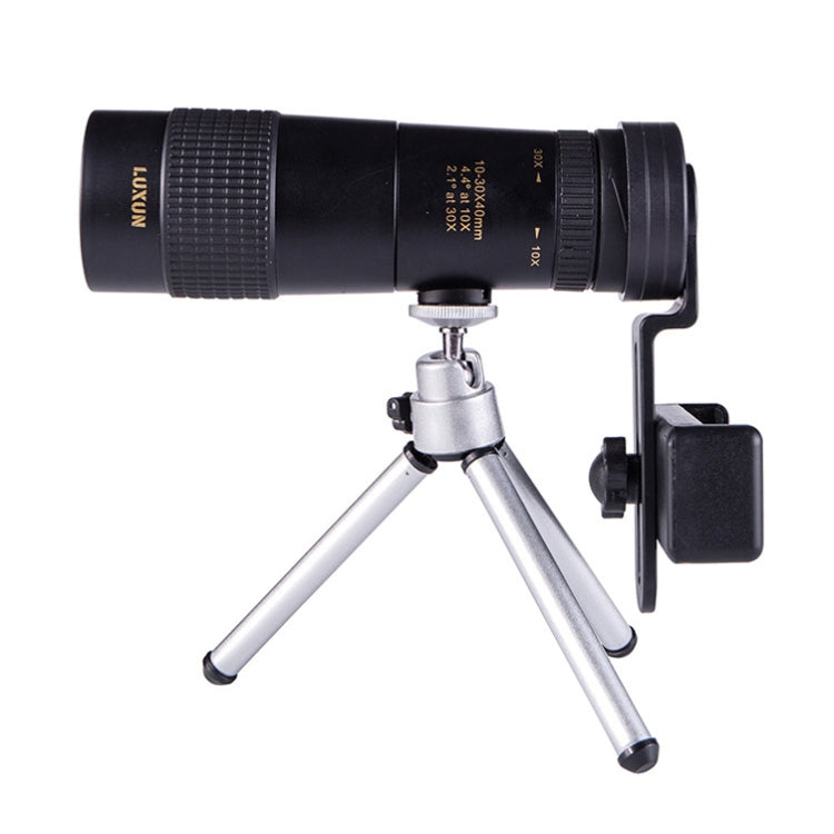 LUXUN Telescópio HD de Alta Potência 10-30x40 Cilindro Único Telescópio Mini para Telemóvel, Telescópio & Clipe para Telemóvel & Tripé