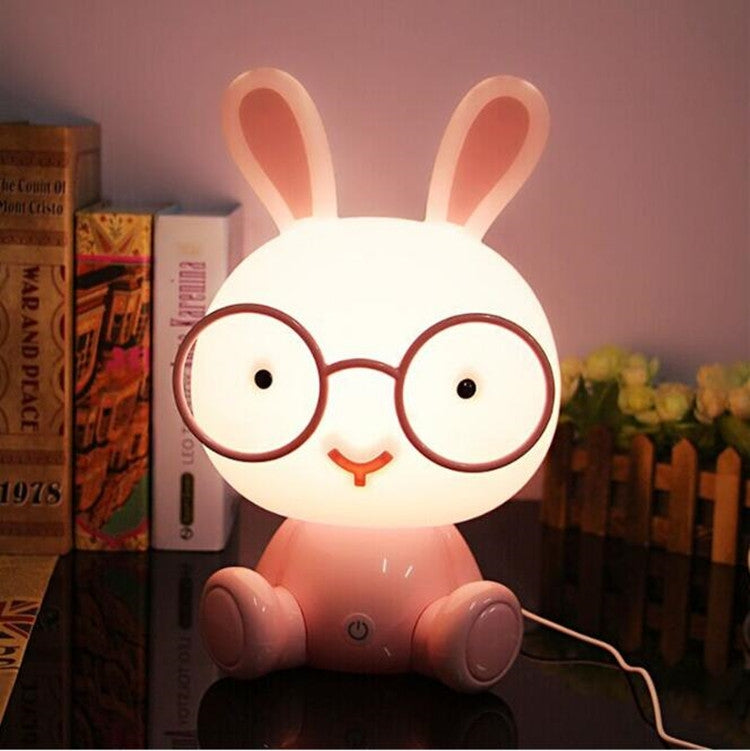 Lâmpada de Cabeceira LED com Controlo de Toque e 3 Modos de Dimming, Design de Coelho de Desenho Animado, Plugue EUA