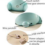 Lâmpada de Cabeceira LED com Controlo de Toque e 3 Modos de Dimming, Design de Coelho de Desenho Animado, Plugue EUA