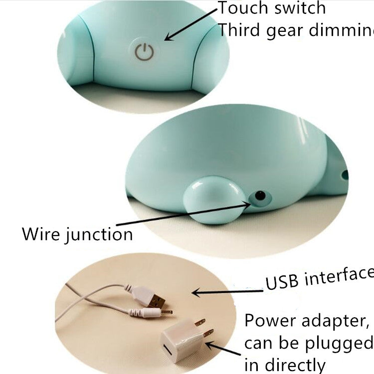 Lâmpada de Cabeceira LED com Controlo de Toque e 3 Modos de Dimming, Design de Coelho de Desenho Animado, Plugue EUA