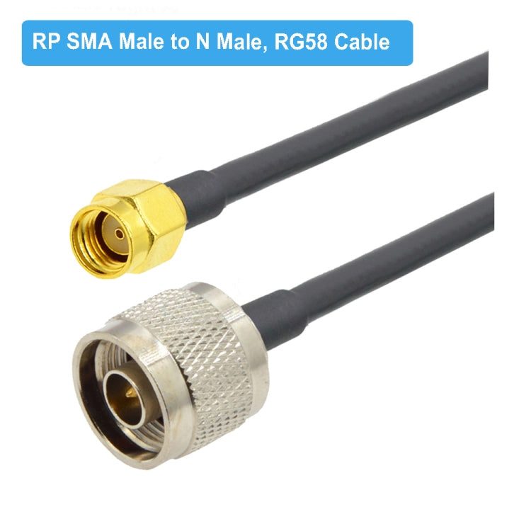 Cabo adaptador coaxial RP-SMA macho para N macho RG58, RP-SMA macho para N macho 0,5m, RP-SMA macho para N macho 1m, RP-SMA macho para N macho 1,5m, RP-SMA macho para N macho 3m, RP-SMA macho para N macho 5m, RP-SMA macho para N macho 10m