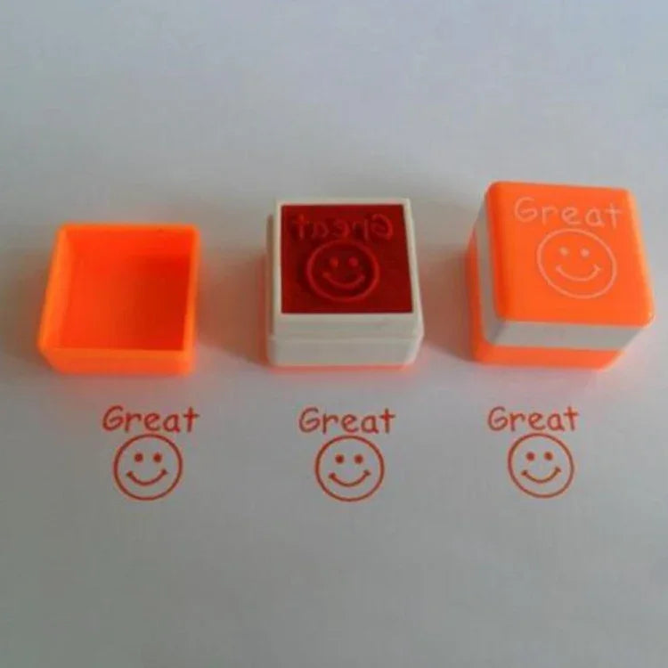 24 PCS / Box Teacher Comments Cartoon Plastic Square Stamps Colorful Pattern Children Toy Stamps, Square Stamps
