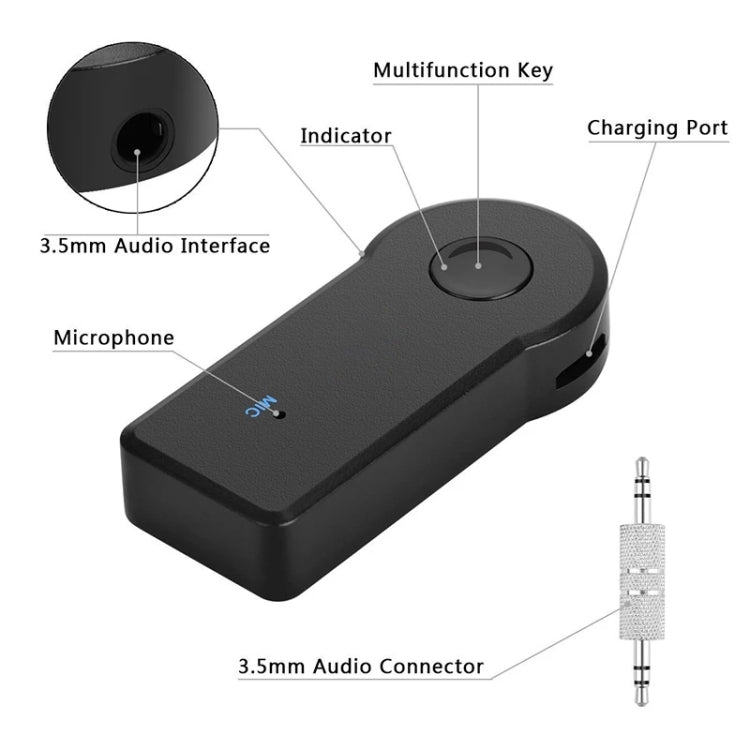 Adaptador Metálico 2 em 1 AUX 3.5mm + Receptor de Áudio Bluetooth 4.1 USB para Carro Conversor de Áudio Receptor Bluetooth Sem Fios, Receptor de Áudio