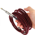 Cabo de ligação para guitarra acústica baixo com redução de ruído, cabo de áudio em ângulo, 0,5m (vermelho e preto), 1m (vermelho e preto), 3m (vermelho e preto), 6m (vermelho e preto), 10m (vermelho e preto)