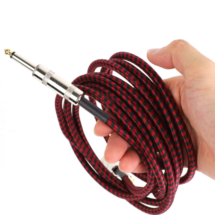 Cabo de ligação para guitarra acústica baixo com redução de ruído, cabo de áudio em ângulo, 0,5m (vermelho e preto), 1m (vermelho e preto), 3m (vermelho e preto), 6m (vermelho e preto), 10m (vermelho e preto)