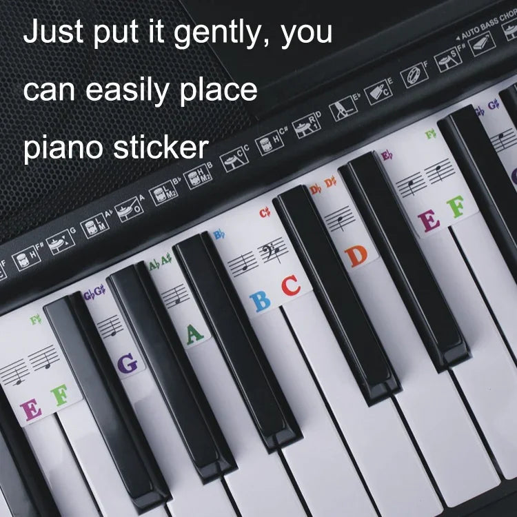 Adesivos Coloridos para Teclado de Piano para Crianças Iniciantes, Acessórios para Instrumentos Musicais, Teclas de Piano Imitadas 61 Teclas, Teclas de Piano 61 teclas