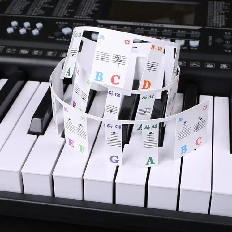 Adesivos Coloridos para Teclado de Piano para Crianças Iniciantes, Acessórios para Instrumentos Musicais, Teclas de Piano Imitadas 61 Teclas, Teclas de Piano 61 teclas
