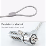 Cadeado de computador universal para portátil com código de quatro dígitos, antirroubo, diâmetro 3,5 mm, comprimento 1,2 m