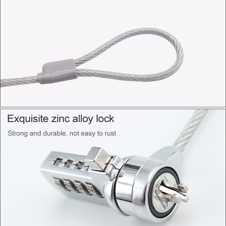 Cadeado de computador universal para portátil com código de quatro dígitos, antirroubo, diâmetro 3,5 mm, comprimento 1,2 m