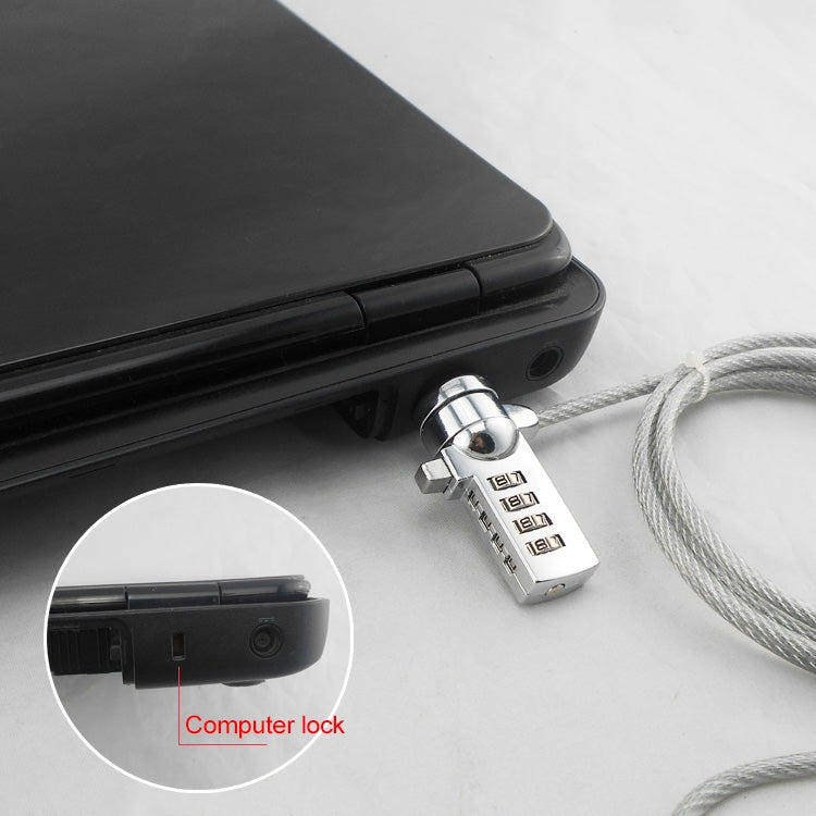 Cadeado de computador universal para portátil com código de quatro dígitos, antirroubo, diâmetro 3,5 mm, comprimento 1,2 m