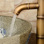 Torneira antiga retro para água quente e fria Banheira de casa de banho Bacia de bambu com cachoeira Torneira de cobre, Quebra 2 nós, Quebra 3 nós, Antigo 2 nós, Antigo 3 nós, Cotovelo 2 nós, Cotovelo 3 nós