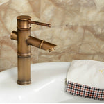 Torneira antiga retro para água quente e fria Banheira de casa de banho Bacia de bambu com cachoeira Torneira de cobre, Quebra 2 nós, Quebra 3 nós, Antigo 2 nós, Antigo 3 nós, Cotovelo 2 nós, Cotovelo 3 nós
